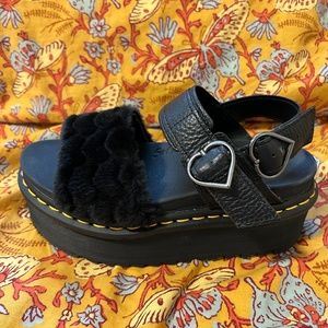 Voss Fluffy Faux Fur Platform Dr. Martens Sandals